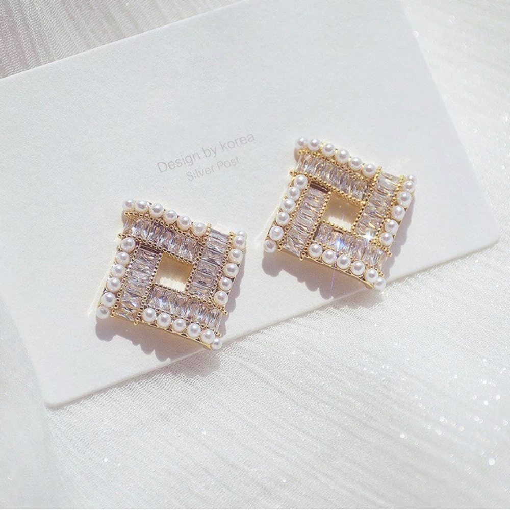Square Super Shine Pave Transparent CZ Earring